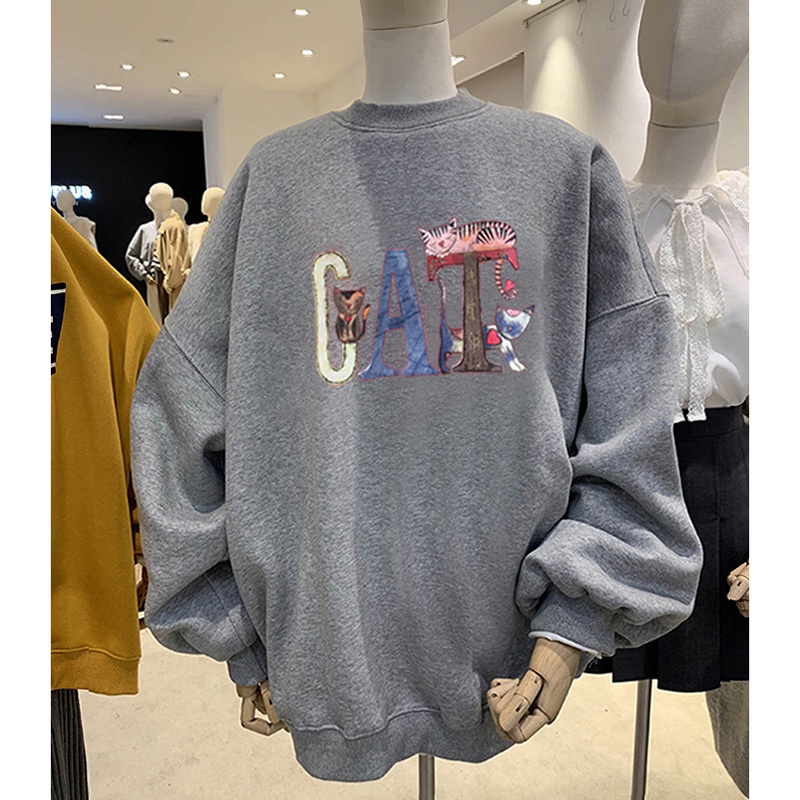 Áo Hoodie Tay Dài Cổ Tròn Dáng Rộng In Họa Tiết Hoạt Hình Thời Trang Thu Đông Cho Nữ 2021 | BigBuy360 - bigbuy360.vn