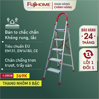 Thang ghế nhôm tay vịn chữ A bản to 4 - 5 - 6 bậc từ 1,4M - 1