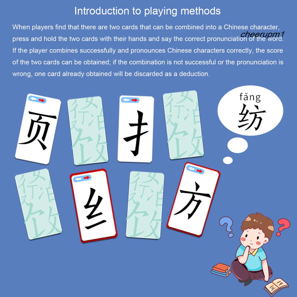 120 Thẻ bài trò chơi ghép chữ Trung Quốc vui nhộn cho cha me và bé