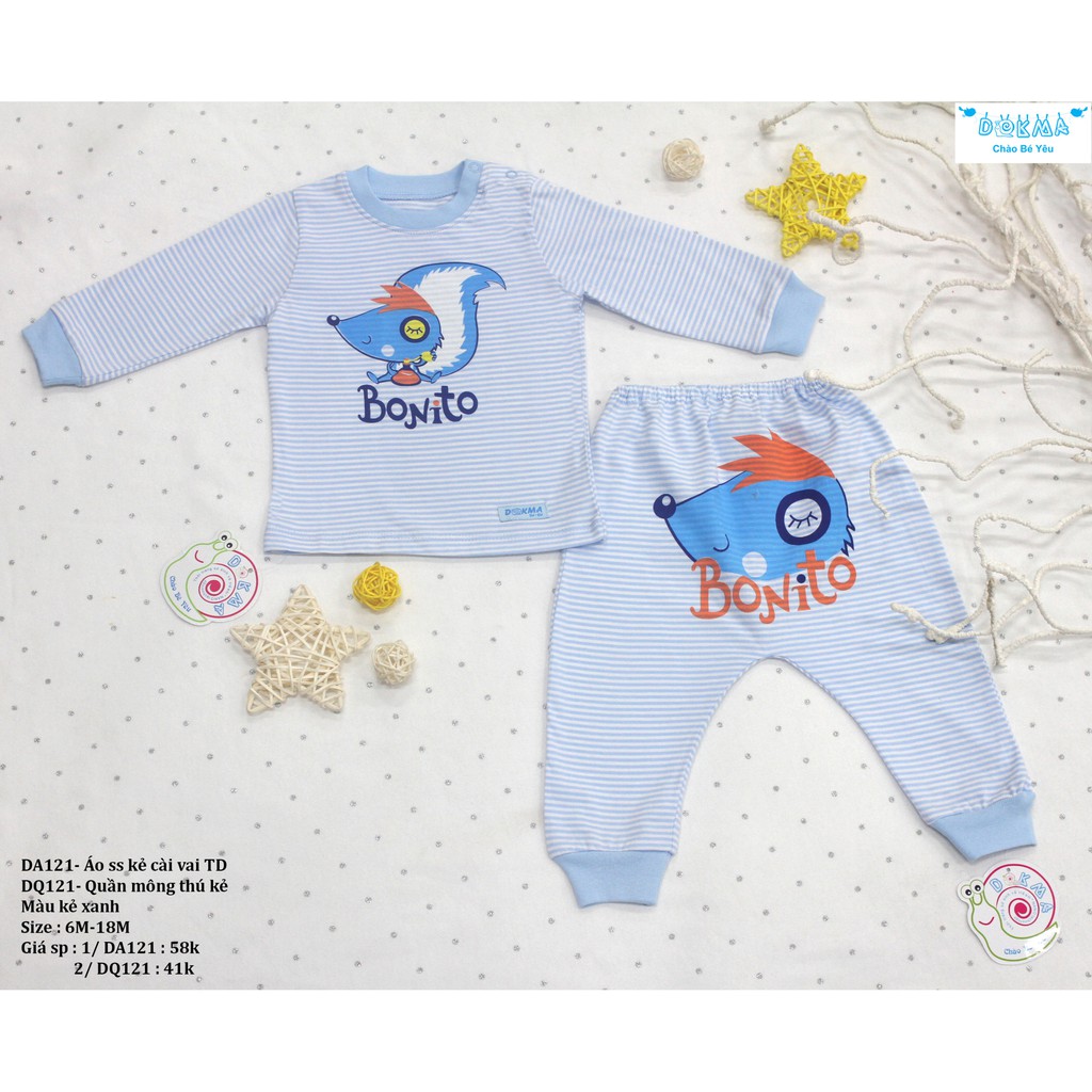 DA121 - DQ121 _ Áo ss kẻ cài vai TD và quần mông thú kẻ _ 3m-9m