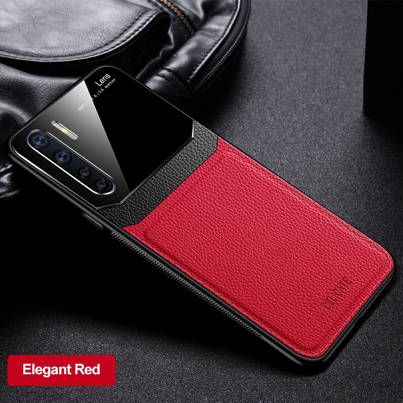 OPPO A91 F15 Case 6.4 inch Fashion Organic Glass PC Leather Case Cover OPPO A91 PCPM00 OPPO F15 CPH2001 Skin Pattern Back Cover