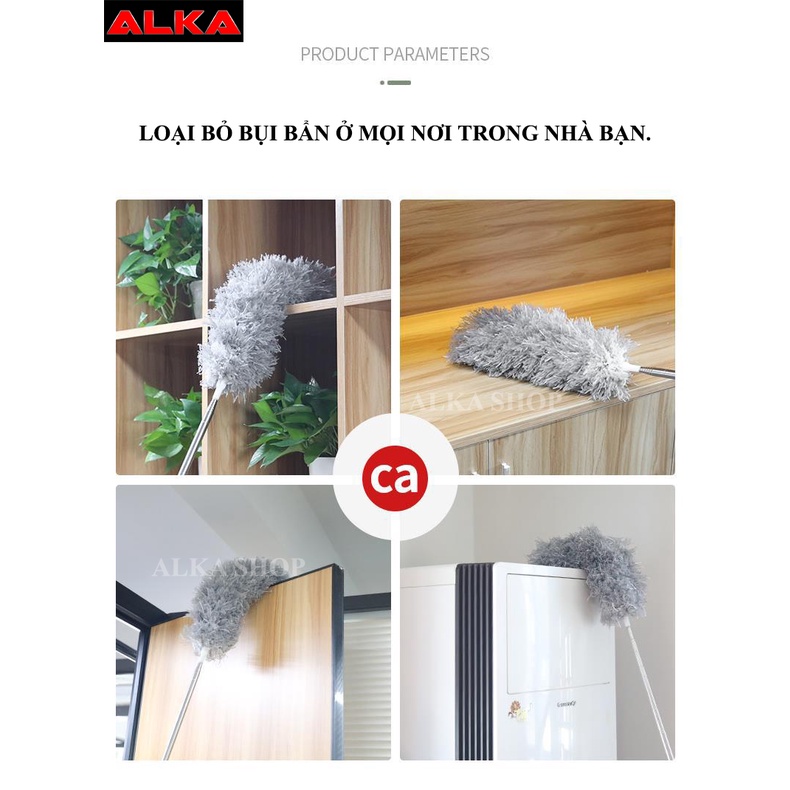Chổi quét mạng nhện phất trần đa năng có tay cầm cán inox có thể kéo dài 2.8m.