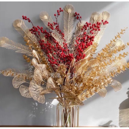 Cành Quạt Vàng, táo vàng, thông vàng Cắm decor trang trí tết, giỏ quà, bình hoa