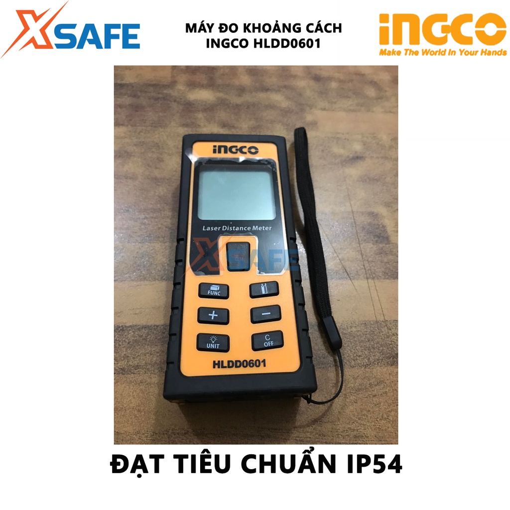 Máy đo khoảng cách tia laser INGCO HLDD0601 phạm vi đo 0.05-60m, độ chính xác cao, loại laser 635nm, 5000 lần đo