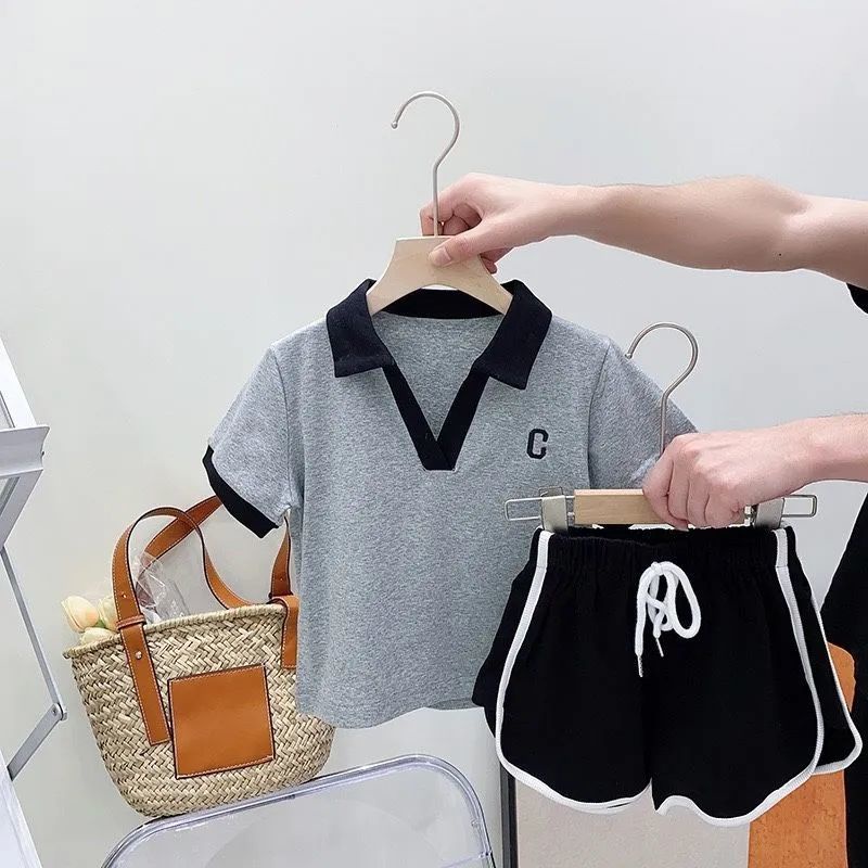 Bộ Áo polo Ngắn Tay + Quần short Thể Thao Mùa Hè Hàn Quốc 2022 Mới Cho Bé Gái