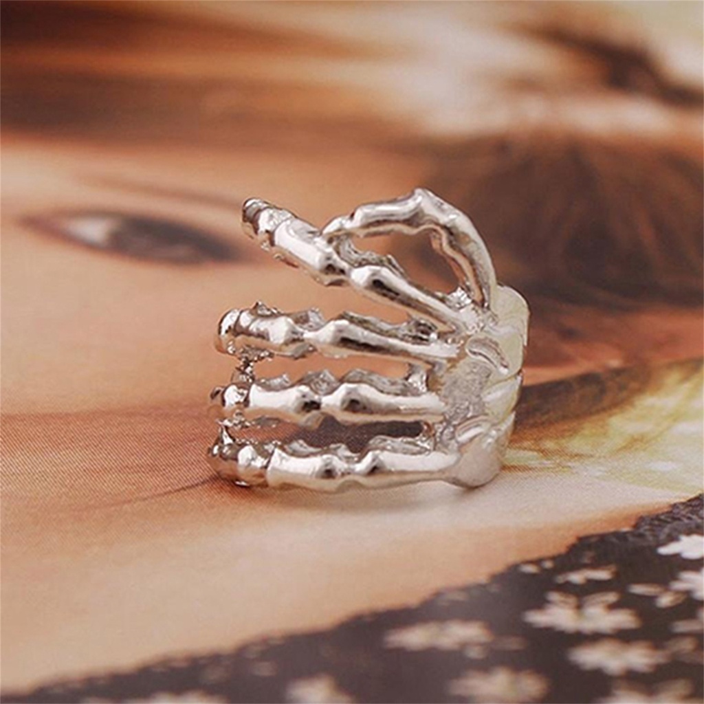 <sujianxia> 1Pc Unisex Punk Skeleton Hand Claw Shape Ear Clip Cuff Non-Pierced Earring for Party Club