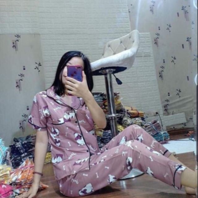 Bộ ngủ pizama chất kate thái loại 1 dày ,mịn giá chỉ 65k/1bo