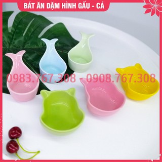 Bát Sứ Ăn Dặm Hình Gấu Và Hình Cá Đáng Yêu Cho Bé - Ảnh Thật
