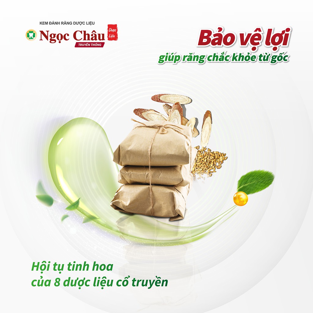 Kem đánh răng Dược liệu Ngọc Châu Truyền Thống / Trắng Sáng - Ngừa sâu, cao răng, nhiệt, lở loét miệng