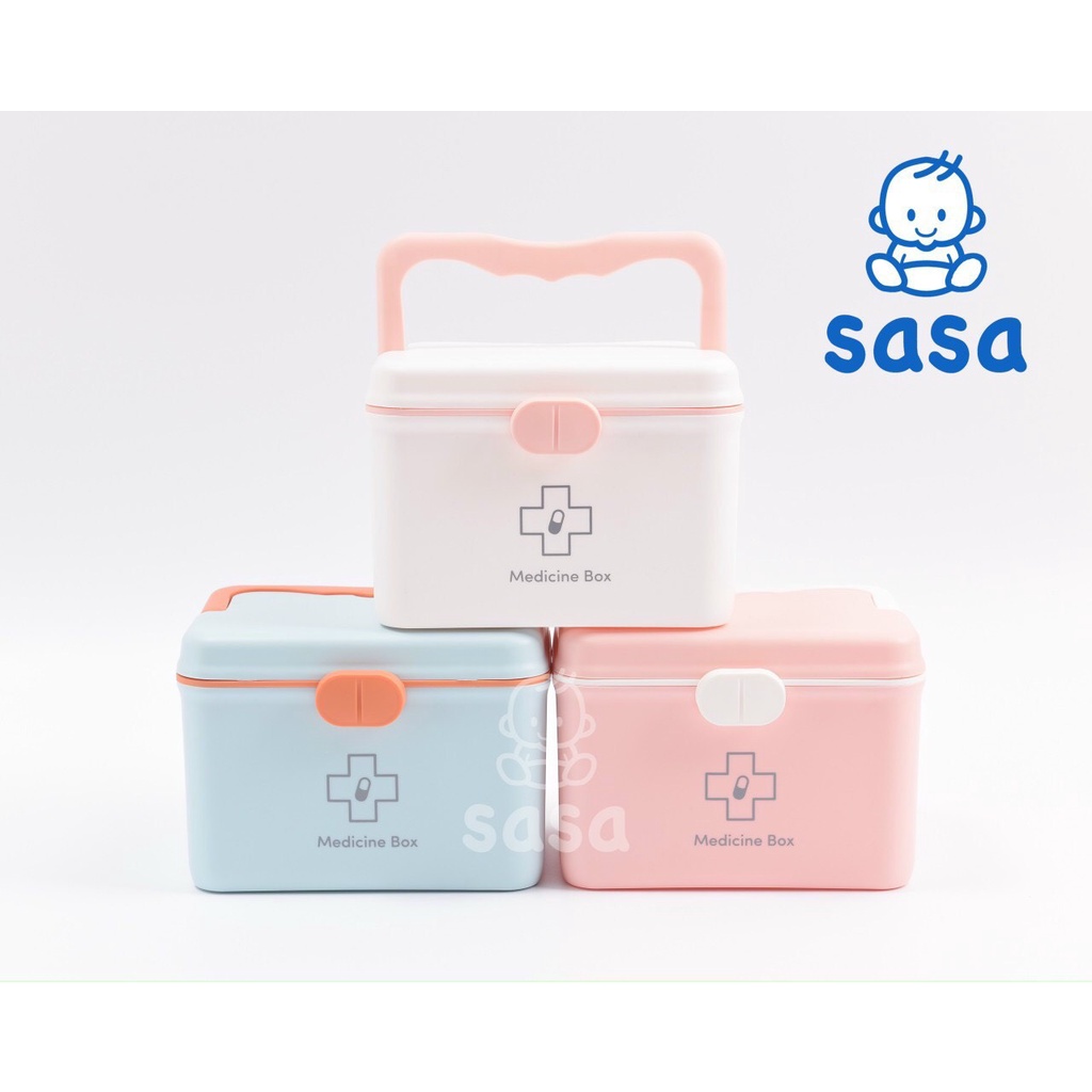 Hộp đựng thuốc gia đình Sasa đa năng 2 tầng hồng