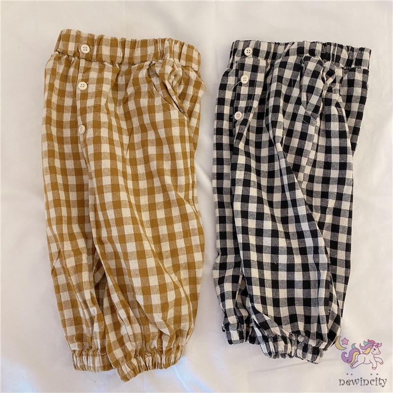 Quần dài họa tiết caro phong cách Hàn Quốc cho bé gái