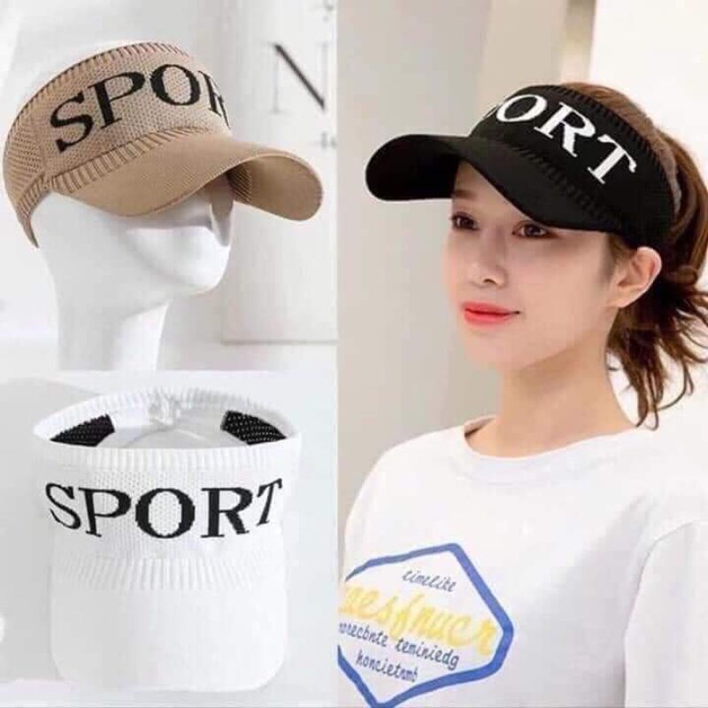 Mũ nửa đầu, nón đi biển  lưỡi trai hở đầu kiểu dáng thể thao nữ