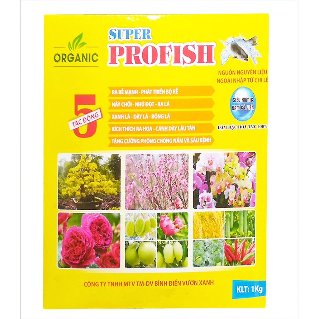 Phân cá hữu cơ - Super Profish - Nhập khẩu Chi Lê (hộp 1kg) - Hòa tan 100%, rải gốc hoặc tưới cây đều được