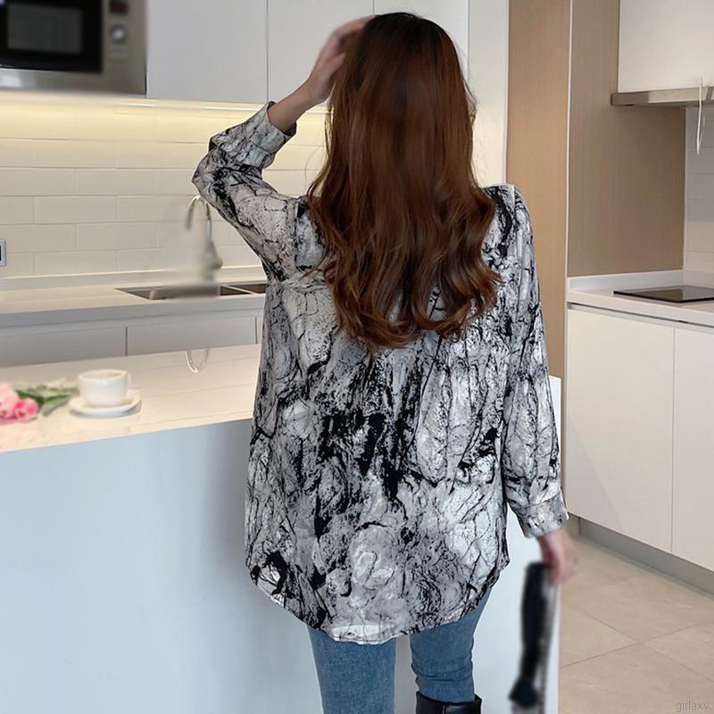 Áo sơ mi tay dài cổ bẻ dáng rộng thời trang Hàn Quốc cho nữ