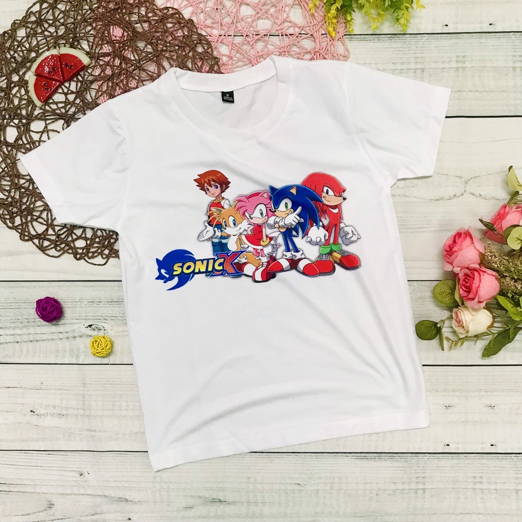 Áo thun in hình Sonic trai gái dễ thương từ 10kg - 70kg