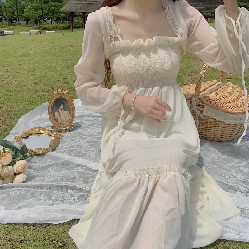 Áo khoác voan viền ren chất mỏng thời trang mùa hè mặc đi biển đi chơi đều xinh