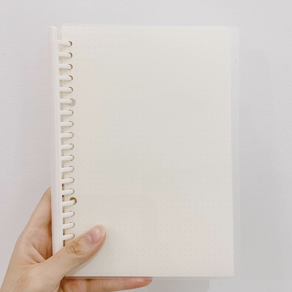 Sổ Còng Binder Bìa Trong Suốt A5/B5 - Sổ Lò Xo Thay Giấy Được Kèm Sẵn 80 tờ Dot/Grid - Sổ Bullet Journal Take Note