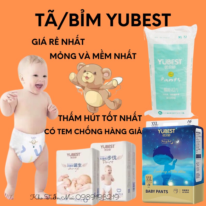 Bỉm Yubest Gold 🍒FREESHIP🍒 Tã dán quần cho trẻ sơ sinh Gold Night Angel Natural S132 S90 M108 M84 L96 L78