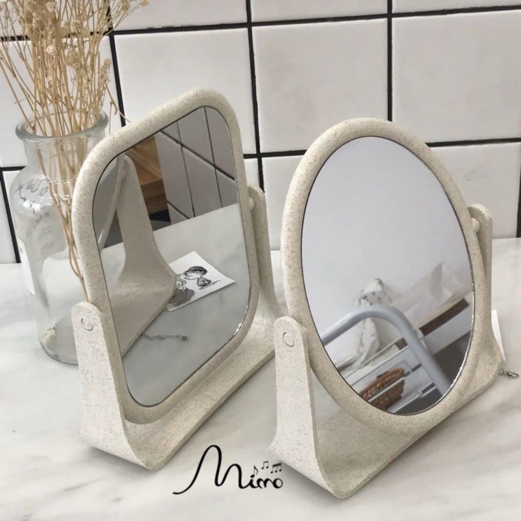 Gương Trang Điểm [ BH LỖI 1 ĐỔI 1 DO NSX ] Gương để bàn  trang điểm để bàn lúa mạch 2 mặt gương xoay 360 độ hàng cao cấp