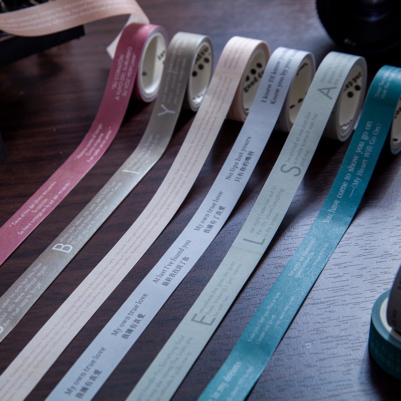 Washi Tape - Hộp Washi Tape Dạng Đĩa Than Retro Câu Quote Lãng Mạn