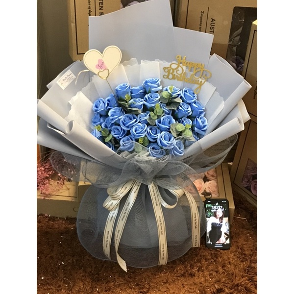 [Nowship] Bó hoa sáp 35bông cao cấp. Hoa 4 lớp xịn. Ảnh thật tự chụp. Quà sinh nhật ý nghĩa