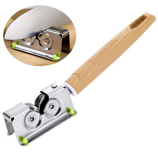 Dụng cụ mài dao bằng thép không gỉ với tay cầm gỗ chống trượt tiện dụng