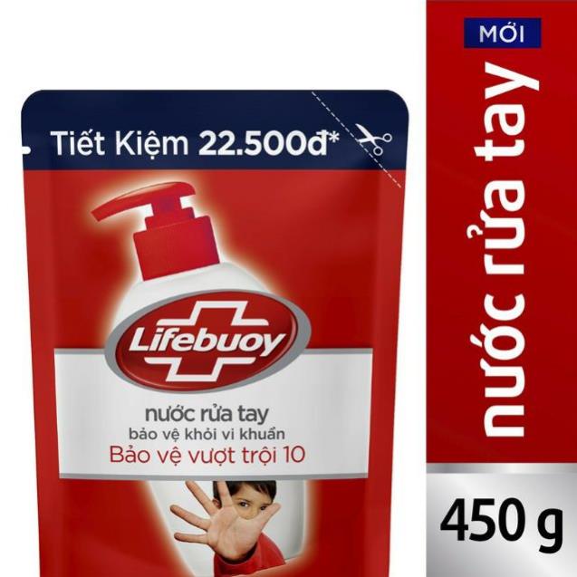 [Hoả Tốc] LIFEBUOY NƯỚC RỬA TAY DẠNG TÚI 450G đỏ Bảo Vệ Vượt Trội 450 g