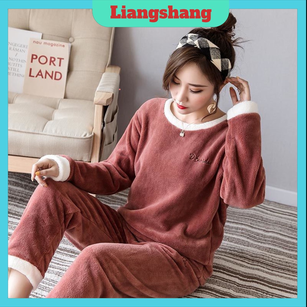 Bộ Đồ Ngủ Nữ Lông Cừu ❤️FREESHIP❤️Bộ Nỉ Bông Nữ Chất Liệu Băng Lông Siêu Mềm Mịn, Ấm Áp HÀNG QUẢNG CHÂU