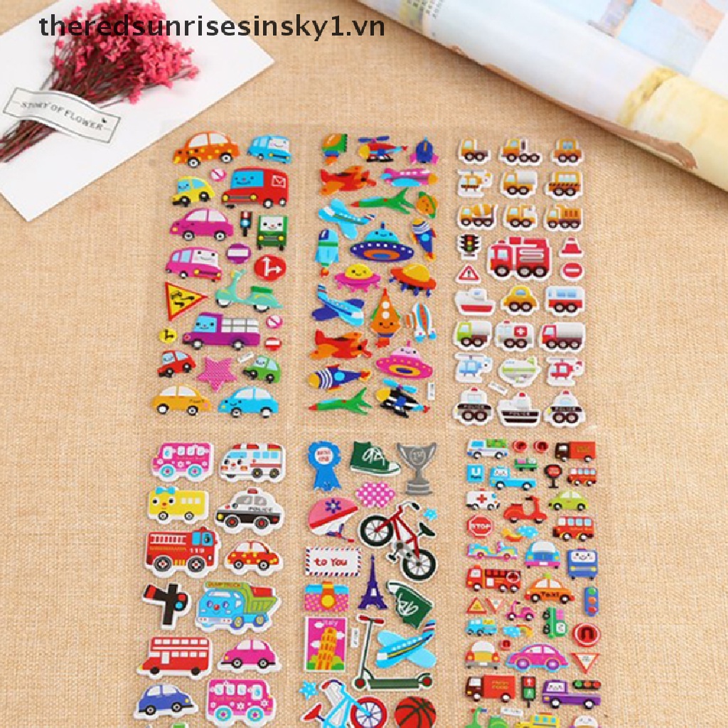 Set 10 tấm sticker dán trang trí hình hoạt hình 3D cho bé trai
