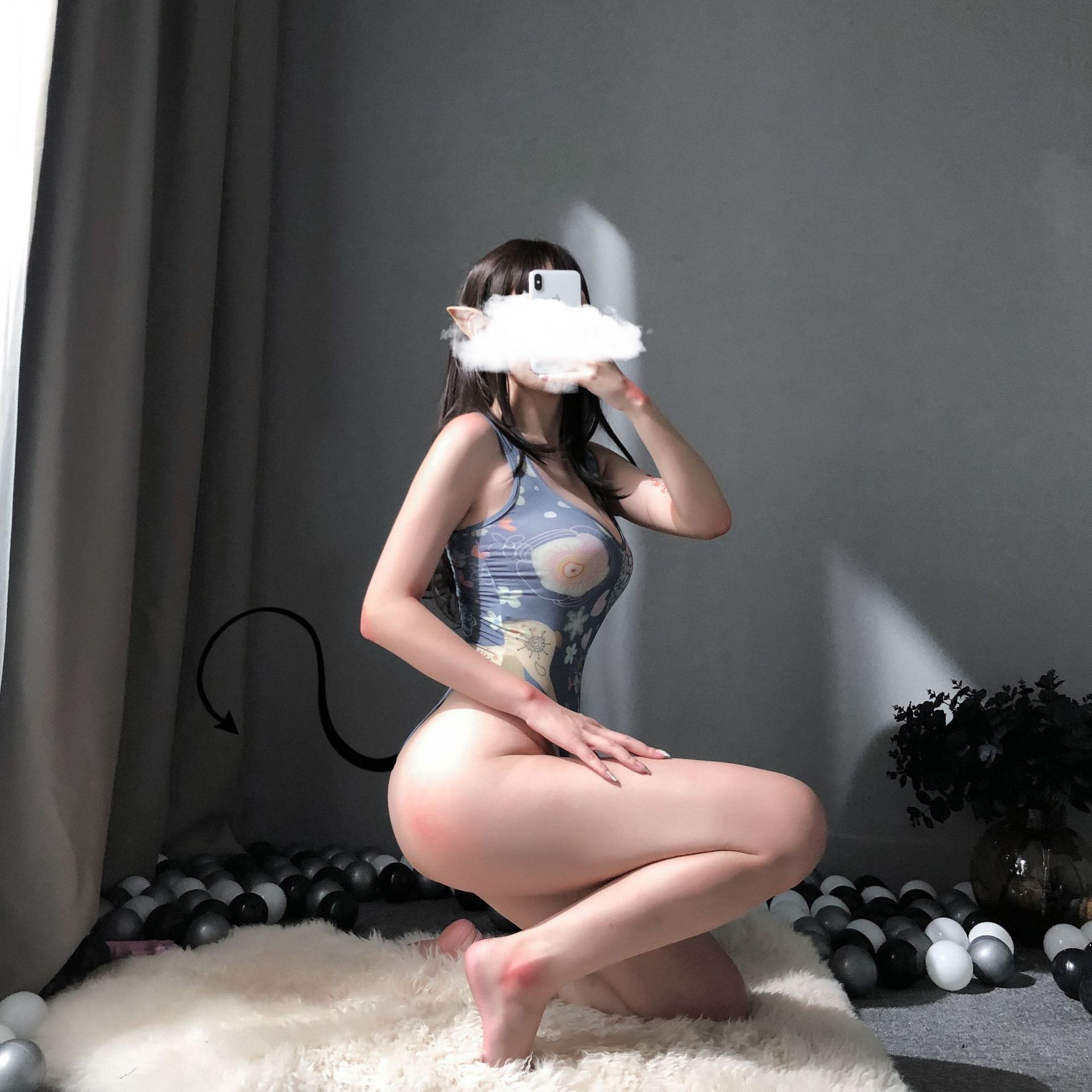 Áo liền quần lót một mảnh họa tiết hoạt hình độc đáo thiết kế co giãn thời trang gợi cảm cho nữ | BigBuy360 - bigbuy360.vn