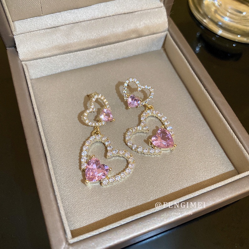 Khuyên Tai Hình Trái Tim Đính Đá Zircon Thời Trang Cao Cấp 2022