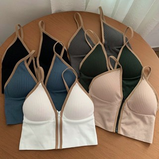 (sẵn)Áo bra thun tăm 4 chiều kéo khóa(5 màu)