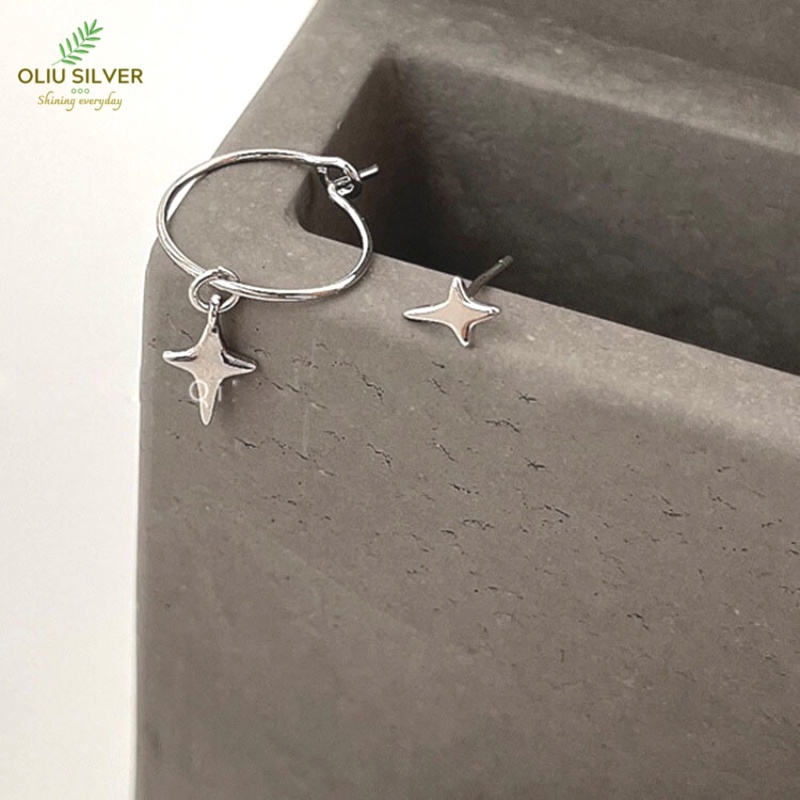 Bông Tai Bạc S925 Ngôi Sao Glossy Stars Bất Đối Xứng Trẻ Trung Cá Tính | Khuyên Tai Nữ Trang Sức Bạc Thời Trang9