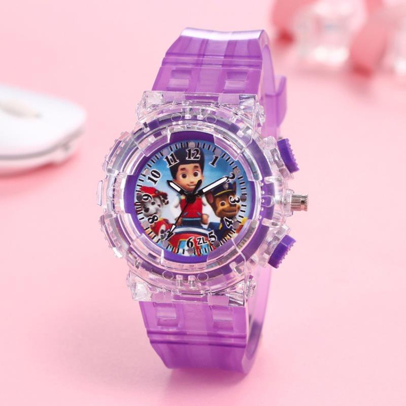 Đồng hồ cho bé trai bé gái dạ quang phát sáng 7 màu mặt nhân vật hoạt hình dễ thương JIMADO 44922868698