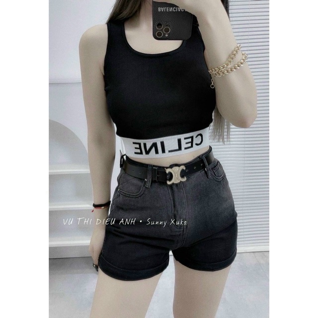 áo len ba lỗ dáng croptop