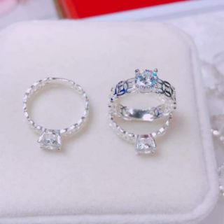 Nhẫn kim tiền phay gắn đá bạc 925