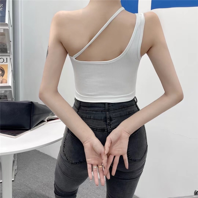 Áo croptop hai dây SUXI chất liệu cotton có đệm ngực thời trang mùa hè