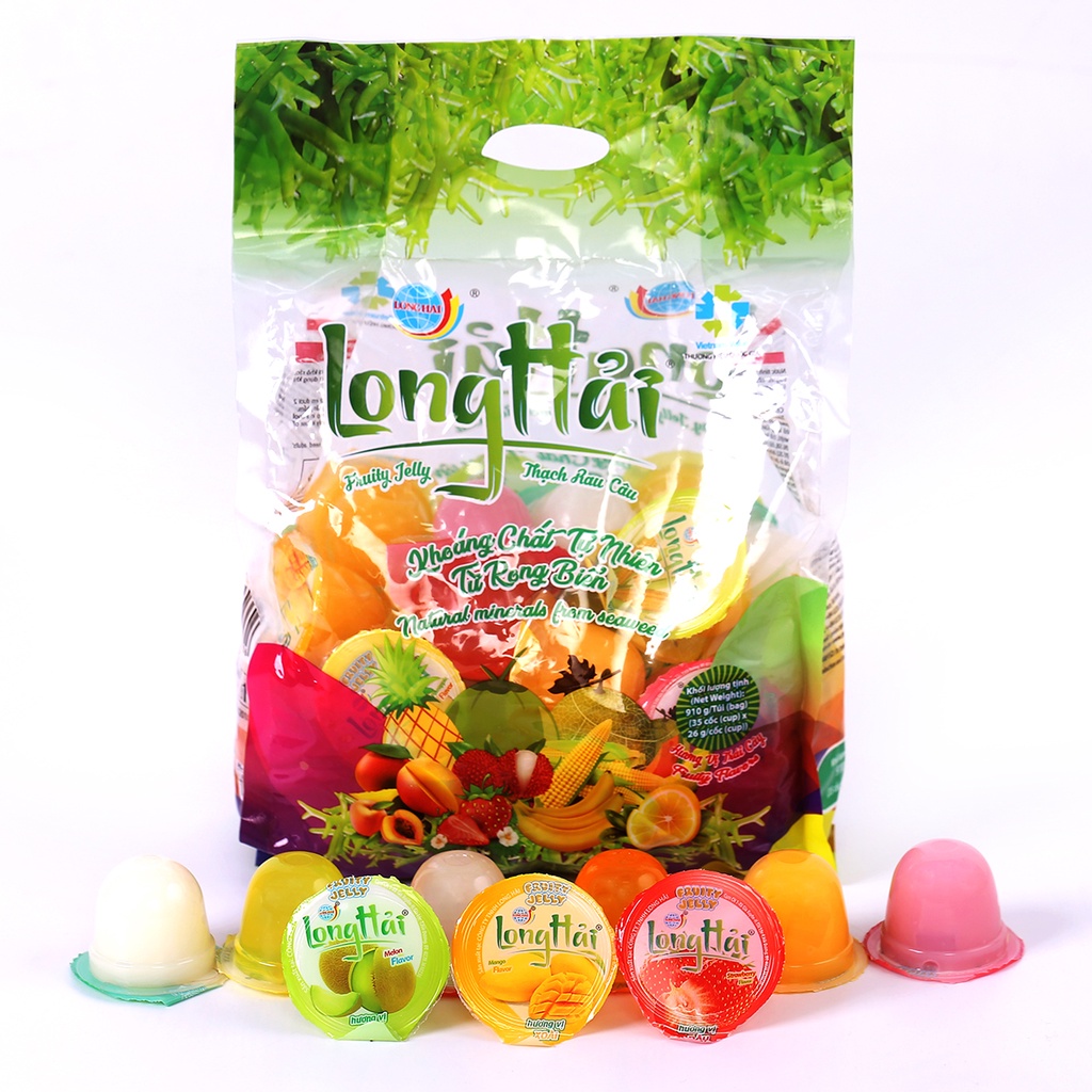 Thạch Rau Câu Long Hải Hương Vị Tổng Hợp Trọng Lượng 910 G Túi Kqx