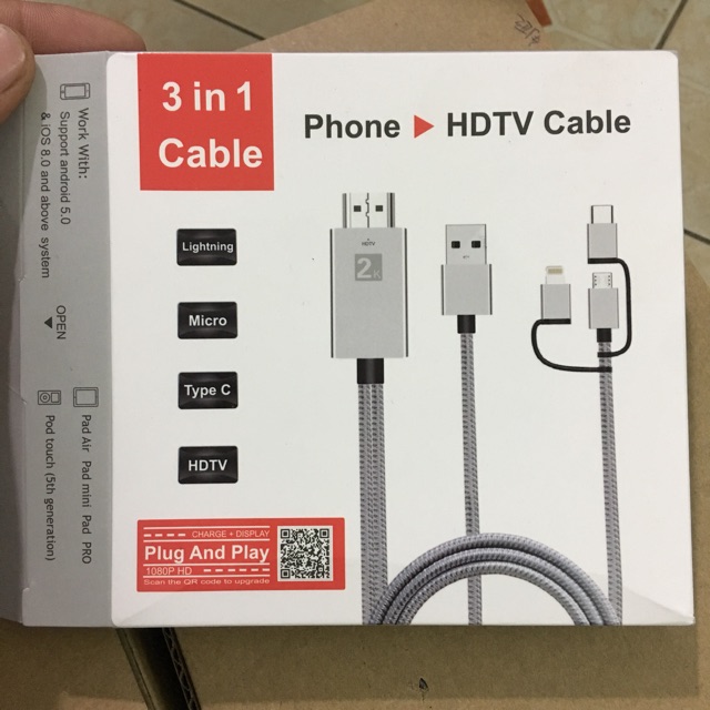 Cáp xuất màn hình 3in1 cho iphone ipad