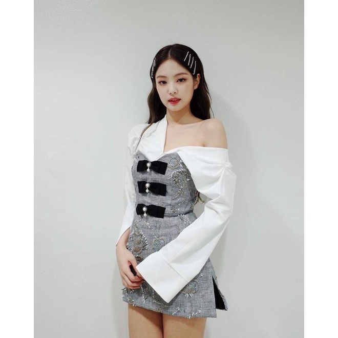 Set váy trễ vai Solo nơ Jennie
