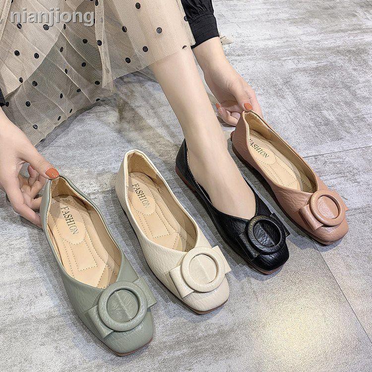 ┋Giày Búp Bê Mũi Vuông Đế Bằng Mềm Mại Chống Trượt Thời Trang Cao Cấp Cho Nữ
