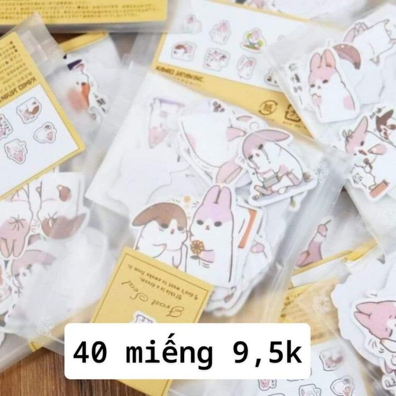 Gói sticker Thỏ 40 miếng Kawaii
