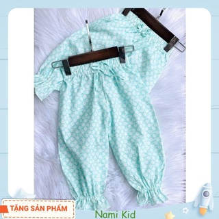 Quần Alibaba bé gái 7-16kg chất lụa kiểu quần dài Bomber chống muỗi cho bé