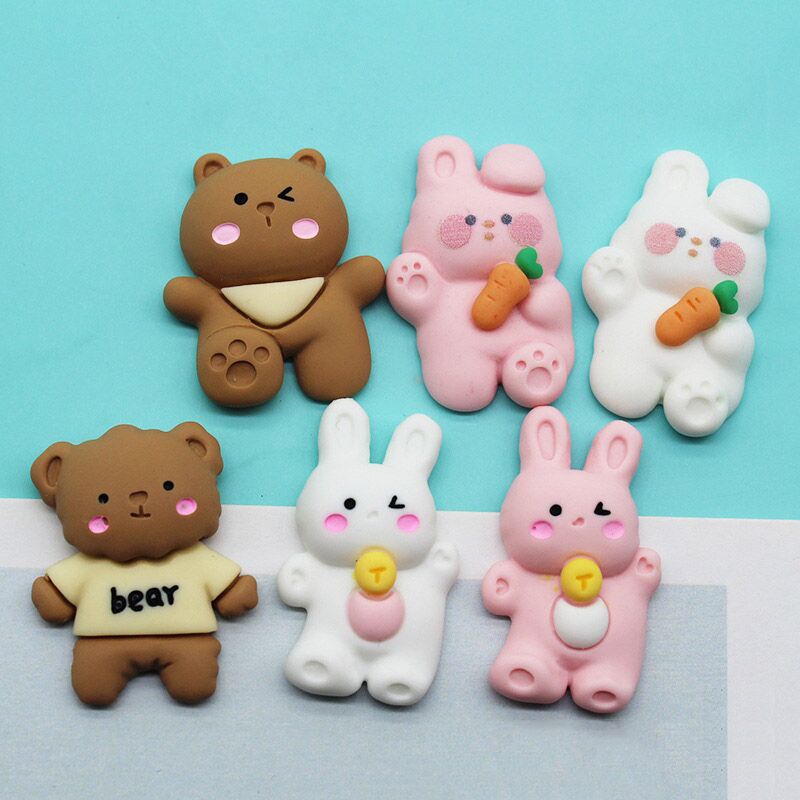 Phụ kiện trang trí kẹp tóc/ điện thoại bằng nhựa resin tùy chọn họa tiết hoạt hình DIY