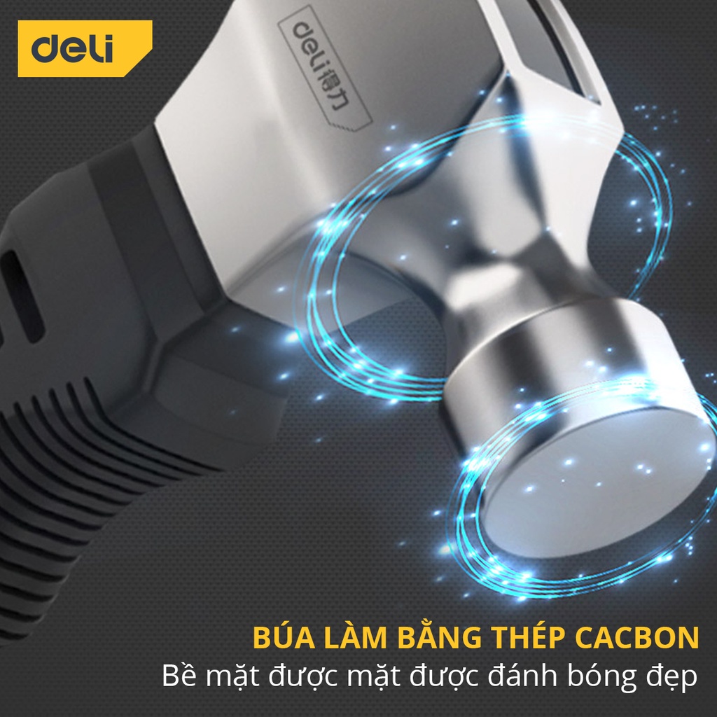 Búa Lùn Nguyên Khối Deli - Đóng Đinh, Nhổ Đinh Dễ Dàng, Tiện Dụng - Nhỏ Gọn, Tay Cầm Bọc Cao Su - DL441008