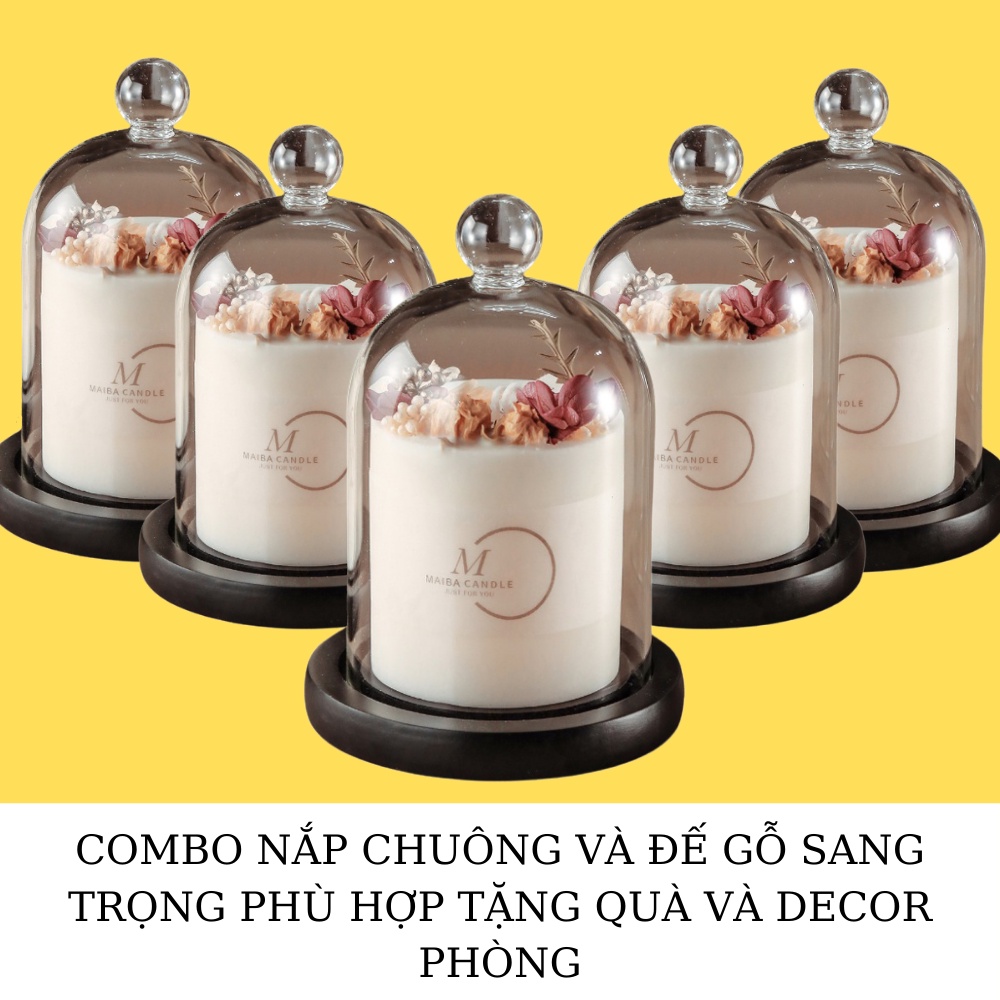 Nến thơm handmade HƯƠNG THƠM 4 MÙA decor phòng hoa khô tự nhiên sáp đậu nành an toàn không khói