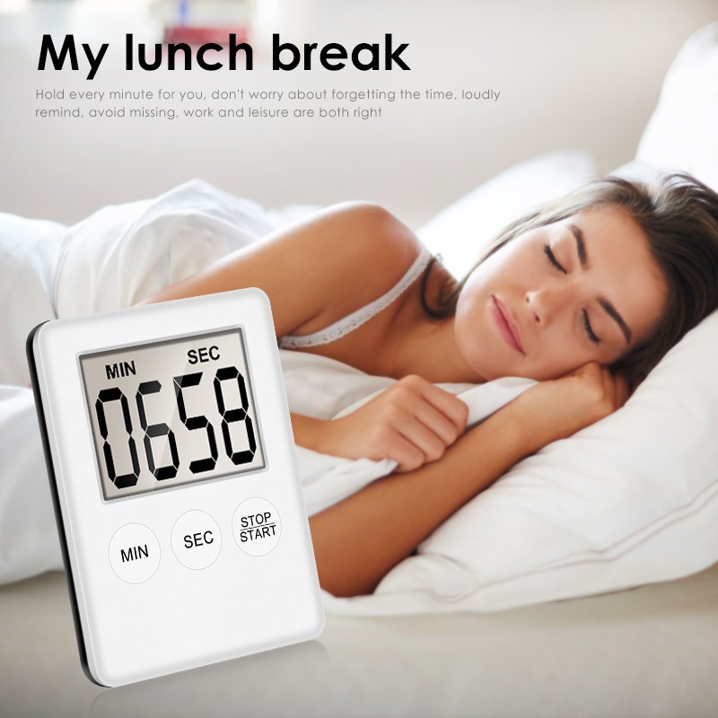 【In stock】 Super Thin LCD Digital Screen Kitchen Timer Square Cooking Count Up Countdown Alarm Magnet Clock Temporizador 【In stock】