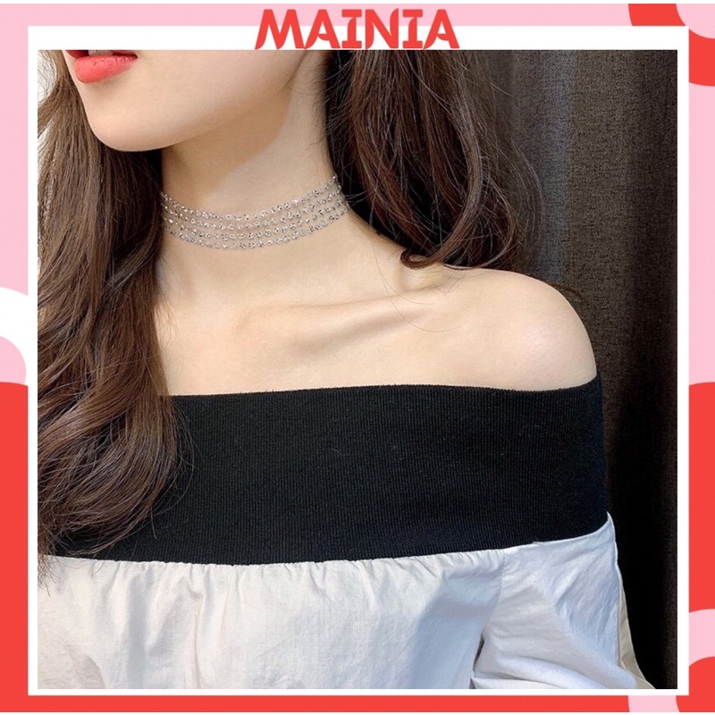 [Sẵn Hàng] Vòng Cổ Choker Đính Kim Sa Lấp Lánh Phong Cách Hàn Quốc Mainia Shop