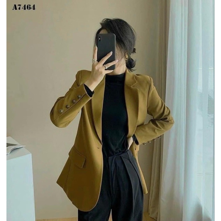 Áo khoác vest blazer màu vàng nâu tây siêu xinh