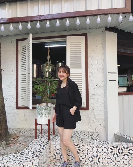 Set 3 món áo hai dây+vest+quần đùi